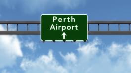 panneau direction aéroport de Perth en Australie
