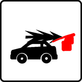 Auto mit roter Fahne