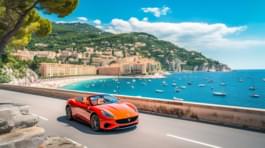 Car Driving alongside the beach in Barcelona