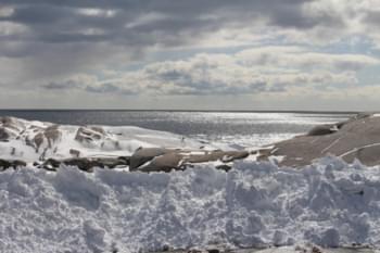 Halifax junto al mar en invierno