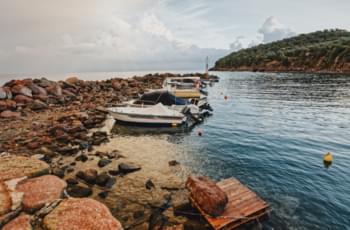 Barcos de pesca en Skala Sikamineas