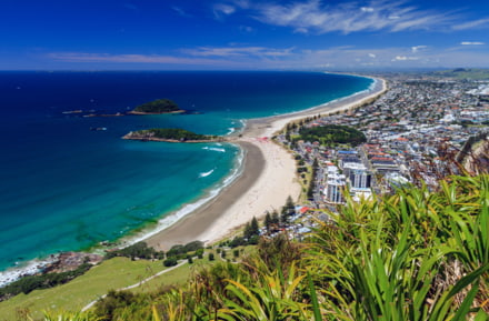Strand in Tauranga, Nieuw-Zeeland