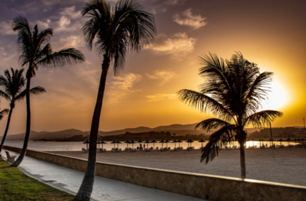 Sunset on the beach in Puerto del Rosario