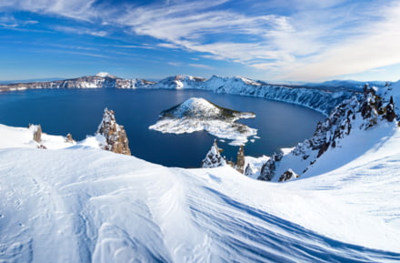 Winter in kratermeer Nationaal Park in Oregon