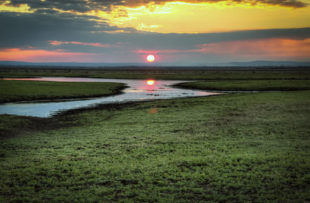 Sonnenuntergang im Nationalpark, Mosambik