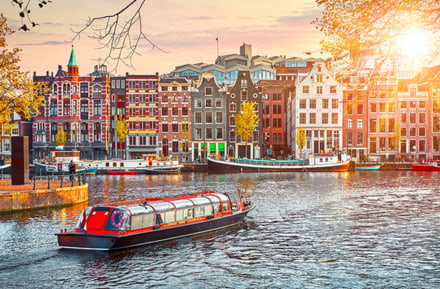 Canal with old houses in Amsterdam