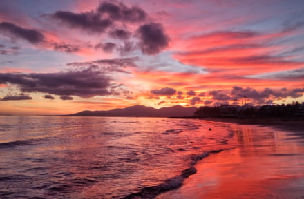 Beach in Puerto del Carmen at sunset