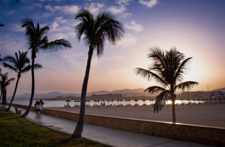 Beach at sunset in caleta de fuste