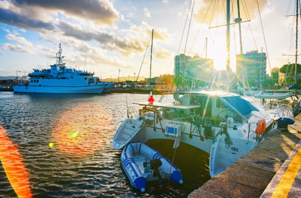 Sunset at harbor in Olbia