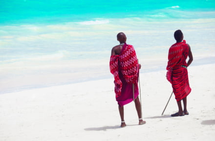 Two massai at the beach in Zanzibar