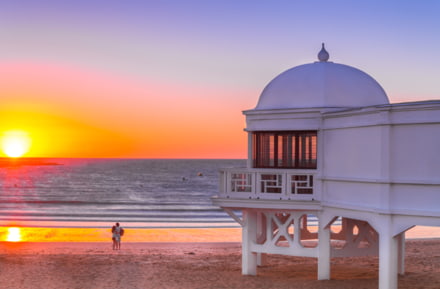 Sonnenuntergang am Strand in Cadiz