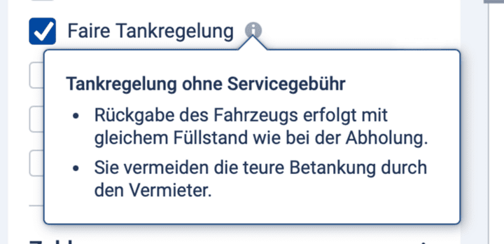 Passende Inklusivleistungen für den Mietwagen